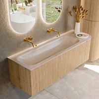 KURVE-DLUX 145cm badmöbel kurve Rechts farbe Oak mit 1 schublade und 1 tür. Einbauwaschbecken BIG LARGE Links kein hahnloch Meli.