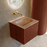 KURVE-DLUX 50cm mueble de baño color Ruby con 1 cajón y sin puerta. Lavabo GRUNNE Centro sin orificio Saba.