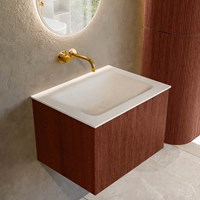 KURVE 60cm mueble de baño color Ruby con 1 cajón y sin puerta. Lavabo CLOUD Centro sin orificio Talc.