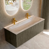 KURVE-DLUX 120cm meubles de salle de bains couleur Shadow avec 1 tiroir et 0 portes. Lavabo BIG LARGE Centrée 2 trous robinetterie, couleur Meli.