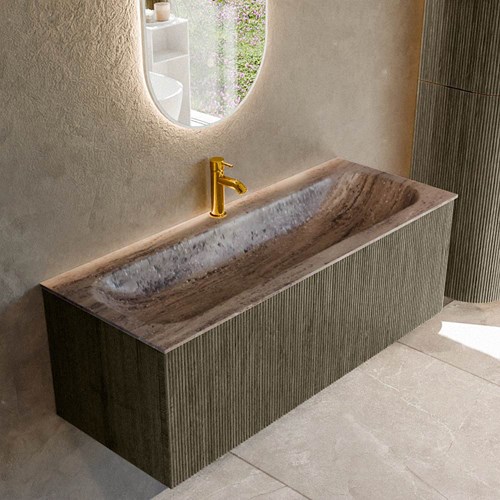 KURVE-DLUX 120cm badmöbel farbe Shadow mit 1 schublade und keine tür. Einbauwaschbecken BIG LARGE Mittig 1 hahnloch Oza.