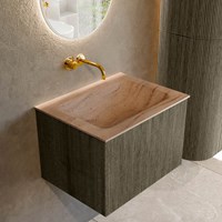 KURVE-DLUX 60cm meubles de salle de bains couleur Shadow avec 1 tiroir et 0 portes. Lavabo CLOUD Centrée sans trou pour robinet, couleur Saba.
