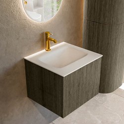 KURVE 50cm mobili da bagno colore Shadow con 1 cassetto e 0 porte. Lavabo GRUNNE Centro 1 foro per rubinetto, colore Talc.