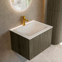 KURVE 60cm mobili da bagno colore Shadow con 1 cassetto e 0 porte. Lavabo CLOUD Centro 1 foro per rubinetto, colore Talc.