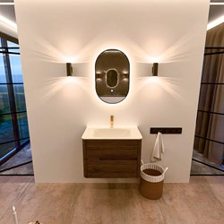 CIRO 70cm mobili da bagno colore Dusk con 2 cassetti. Lavabo CLOUD Centro 1 foro per rubinetto, colore Talc.