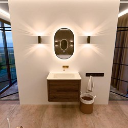 CIRO 70cm mobili da bagno colore Dusk con 2 cassetti. Lavabo CLOUD Centro senza foro per il rubinetto, colore Talc.