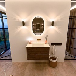 CIRO 80cm mobili da bagno colore Dusk con 2 cassetti. Lavabo CLOUD Centro senza foro per il rubinetto, colore Talc.