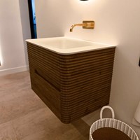 CIRO 70cm mobili da bagno colore Dusk con 2 cassetti. Lavabo CLOUD Centro senza foro per il rubinetto, colore Talc.-2