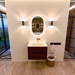 CIRO 70cm mobili da bagno colore Ruby con 2 cassetti. Lavabo CLOUD Centro senza foro per il rubinetto, colore Talc.