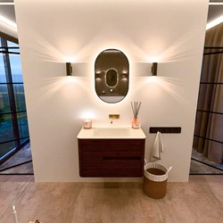 CIRO 80cm mobili da bagno colore Ruby con 2 cassetti. Lavabo CLOUD Centro senza foro per il rubinetto, colore Talc.