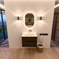 CIRO 70cm mobili da bagno colore Shadow con 2 cassetti. Lavabo CLOUD Centro senza foro per il rubinetto, colore Talc.