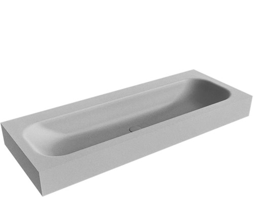BIG LARGE Plata vrijhangende wastafel 120cm. Positie wasbak Midden rand 12cm. 