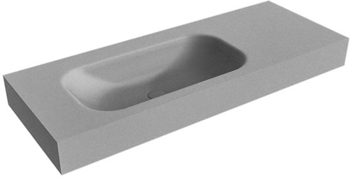 BIG SMALL Plata vrijhangende wastafel 120cm. Positie wasbak Links rand 12cm. 