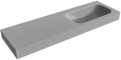 BIG SMALL Plata vrijhangende wastafel 150cm. Positie wasbak Rechts rand 12cm. 