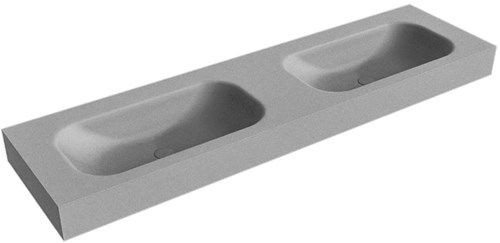 BIG SMALL Plata vrijhangende wastafel 171cm. Positie wasbak Dubbel rand 12cm. 