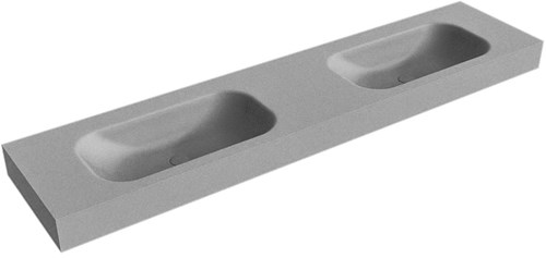 BIG SMALL Plata vrijhangende wastafel 200cm. Positie wasbak Dubbel rand 12cm. 