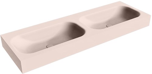 BIG SMALL Rosee vrijhangende wastafel 141cm. Positie wasbak Dubbel rand 12cm. 