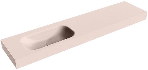 BIG SMALL Rosee vrijhangende wastafel 200cm. Positie wasbak Links rand 12cm. 