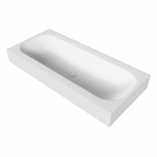 BIG medium Talc Lavabo suspendido de solid surface 100cm. Posición del fregadero Centro borde de 12cm de alto.-3
