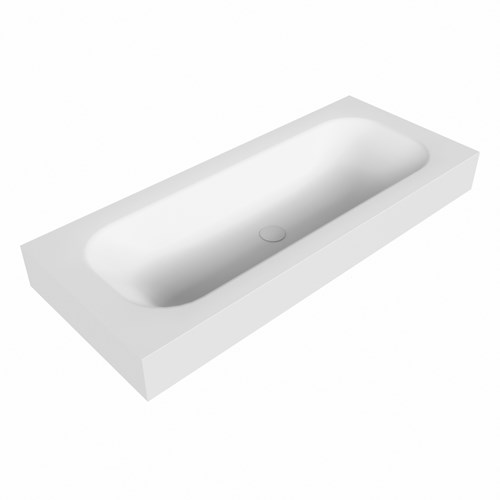 BIG medium Talc Lavabo suspendido de solid surface 110cm. Posición del fregadero Centro borde de 12cm de alto.