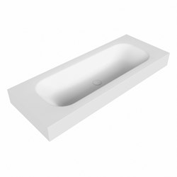 BIG medium Talc Lavabo suspendido de solid surface 120cm. Posición del fregadero Centro borde de 12cm de alto.