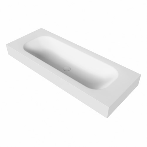 BIG medium Talc Lavabo suspendido de solid surface 121cm. Posición del fregadero Centro borde de 12cm de alto.-3