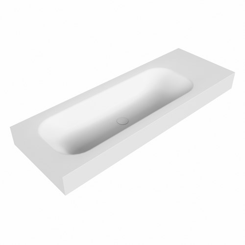 BIG medium Talc Lavabo suspendido de solid surface 131cm. Posición del fregadero Izquierda borde de 12cm de alto.