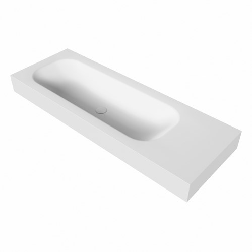 BIG medium Talc Lavabo suspendido de solid surface 131cm. Posición del fregadero Izquierda borde de 12cm de alto.-3