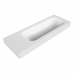 BIG medium Talc Lavabo suspendido de solid surface 131cm. Posición del fregadero Derecho borde de 12cm de alto.