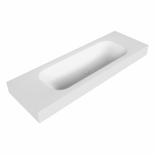 BIG medium Talc Lavabo suspendido de solid surface 140cm. Posición del fregadero Centro borde de 12cm de alto.