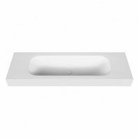 BIG medium Talc freihängend Waschtisch aus solid surface (mineralwerkstoff) 140cm. Waschbeckenposition Mittig rand 12cm hoch.-2