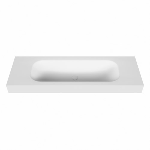 BIG medium Talc freihängend Waschtisch aus solid surface (mineralwerkstoff) 140cm. Waschbeckenposition Mittig rand 12cm hoch.-2