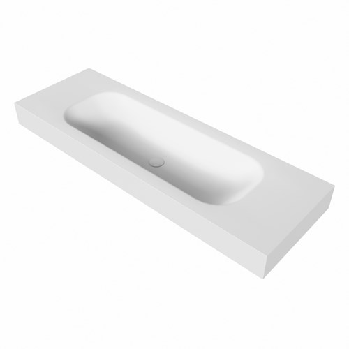 BIG medium Talc Lavabo suspendido de solid surface 140cm. Posición del fregadero Centro borde de 12cm de alto.-3