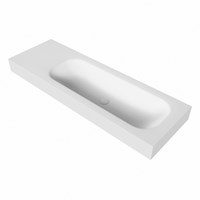 BIG medium Talc vrijhangende solid surface wastafel 141cm. Positie wasbak Rechts rand 12cm hoog.-3