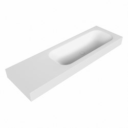 BIG medium Talc Lavabo suspendido de solid surface 150cm. Posición del fregadero Derecho borde de 12cm de alto.