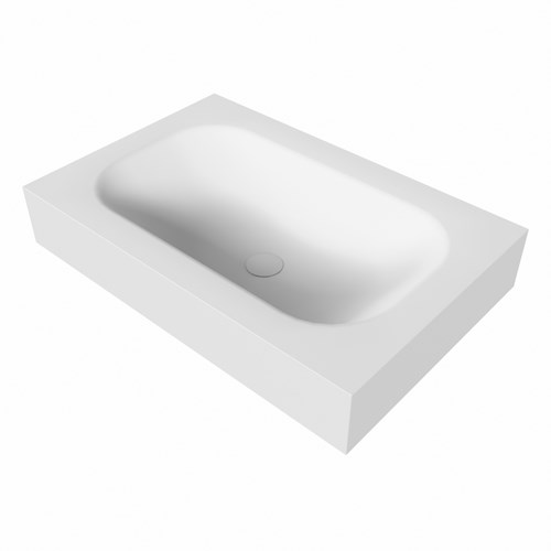 BIG small Talc Wall-Hung Basin solid surface 71cm. Position basin Center rim 12cm.-3
