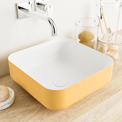 BINX Lavabos sobre encimera solid surface 36cm color Ocher / Talc.