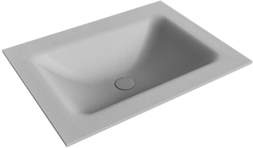 CLOUD Plata solid surface inbouw wastafel 60cm. Positie wasbak Midden. 