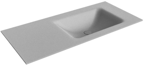 CLOUD Plata solid surface inbouw wastafel 101cm. Positie wasbak Rechts. 