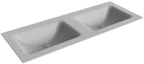 CLOUD Plata solid surface inbouw wastafel 121cm. Positie wasbak Dubbel. 