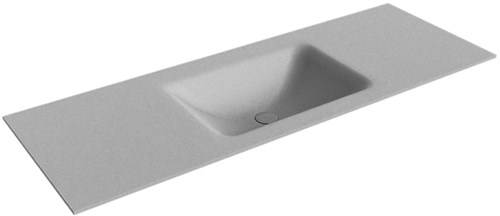 CLOUD Plata solid surface inbouw wastafel 130cm. Positie wasbak Midden. 