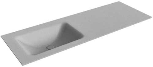 CLOUD Plata solid surface inbouw wastafel 131cm. Positie wasbak Links. 