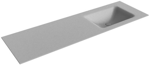 CLOUD Plata solid surface inbouw wastafel 151cm. Positie wasbak Rechts. 
