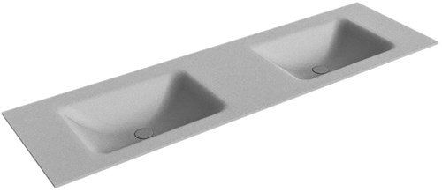 CLOUD Plata solid surface inbouw wastafel 161cm. Positie wasbak Dubbel. 