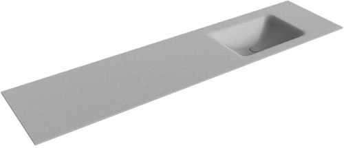 CLOUD Plata solid surface inbouw wastafel 190cm. Positie wasbak Rechts. 