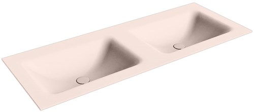 CLOUD Rosee solid surface inbouw wastafel 121cm. Positie wasbak Dubbel. 
