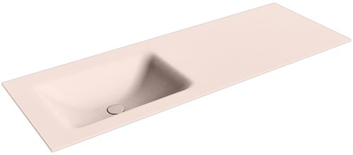 CLOUD Rosee solid surface inbouw wastafel 130cm. Positie wasbak Links. 