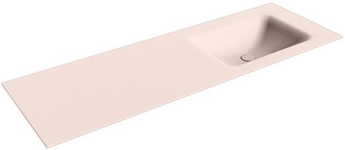 CLOUD Rosee solid surface inbouw wastafel 140cm. Positie wasbak Rechts. 
