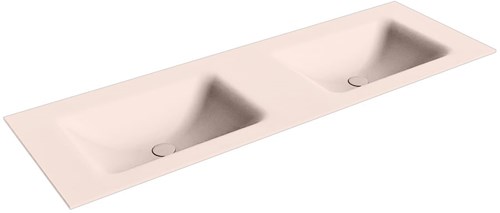 CLOUD Rosee solid surface inbouw wastafel 141cm. Positie wasbak Dubbel. 