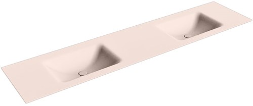 CLOUD Rosee solid surface inbouw wastafel 200cm. Positie wasbak Dubbel. 